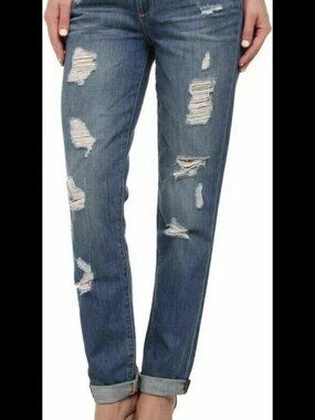 NEW Faded Blue PAIGE Jimmy Skinny Distressed Boyfriend Jeans 27 4 NWT